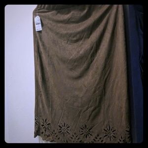 Suede midi skirt